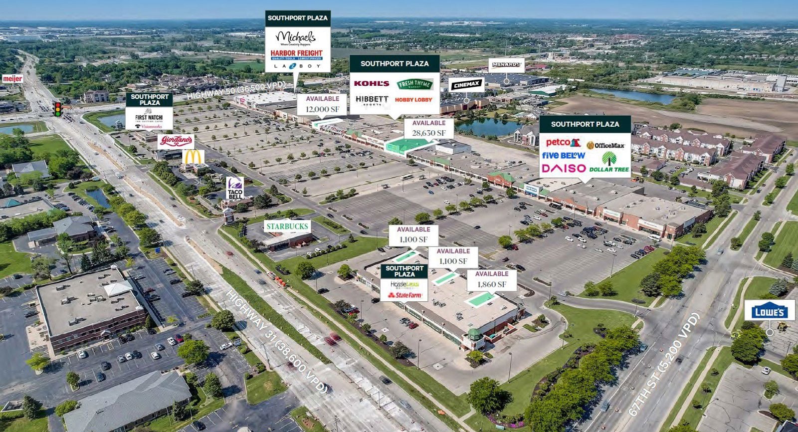 Main Aerial_Southport Plaza, Kenosha