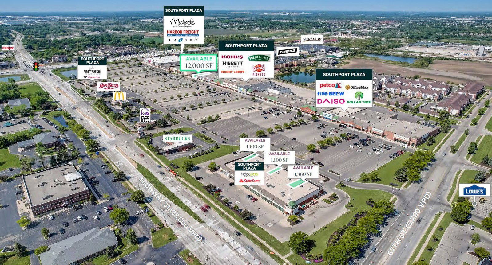 Main Aerial_Southport Plaza, Kenosha