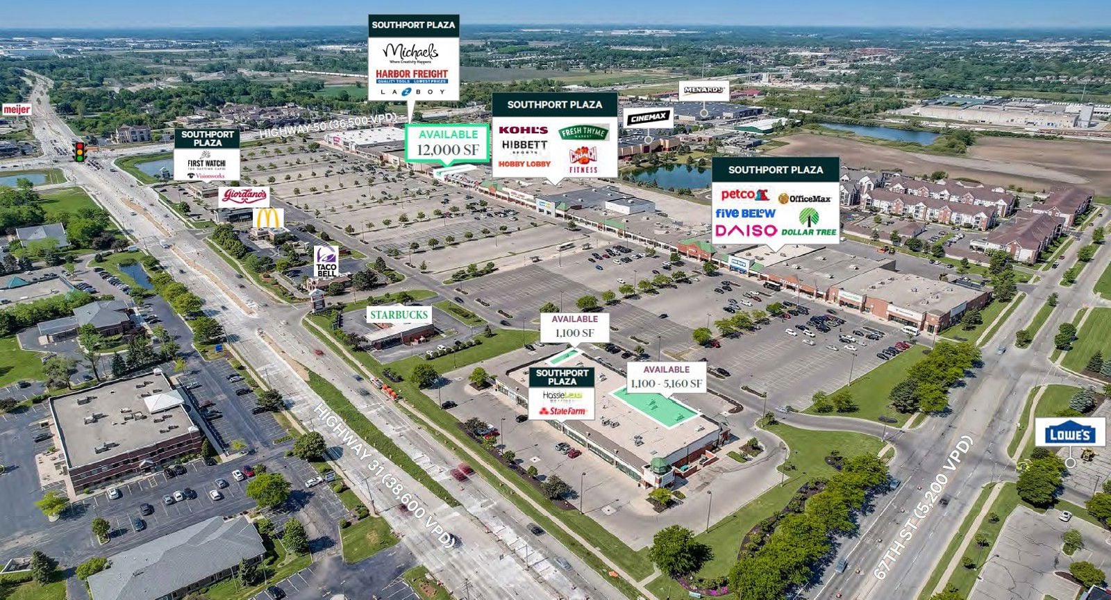Main Aerial_Southport Plaza, Kenosha