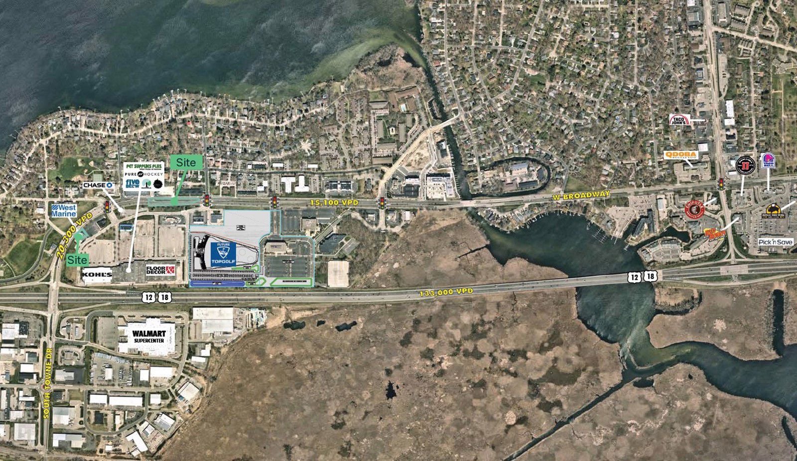 Mid Flight Aerial_South Towne Center and Outlots