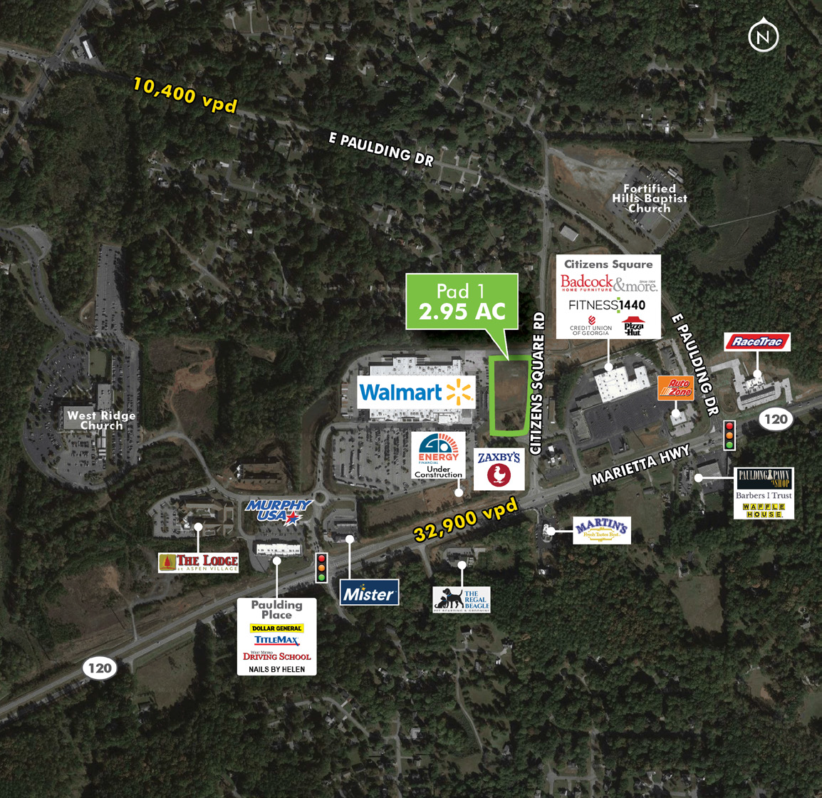 2.95 Acre Walmart Outparcel — Sale in Dallas, GA, photo 1 of 2