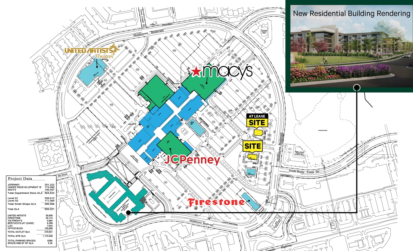 Rendering photo - residential view and site plan