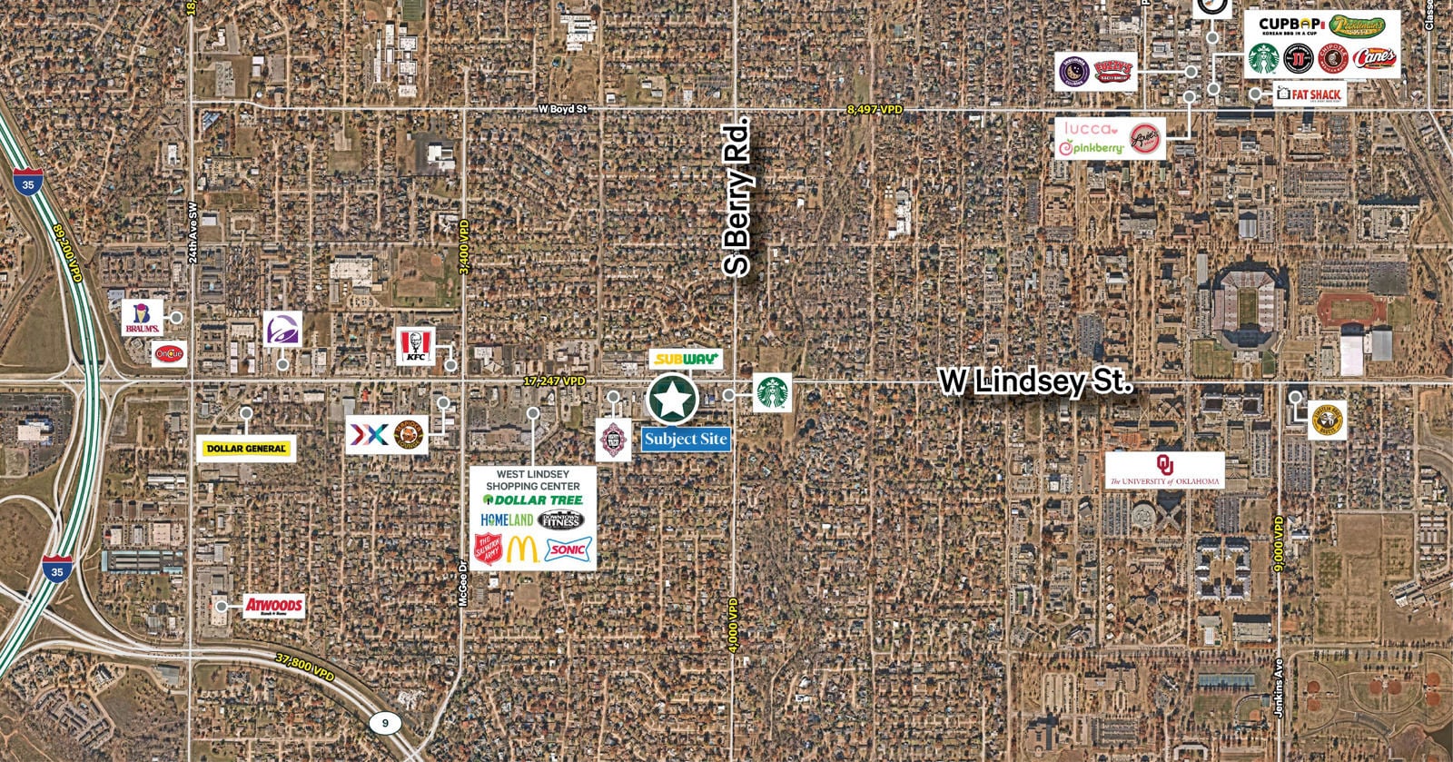 NOR 1300 W Lindsey St - aerial