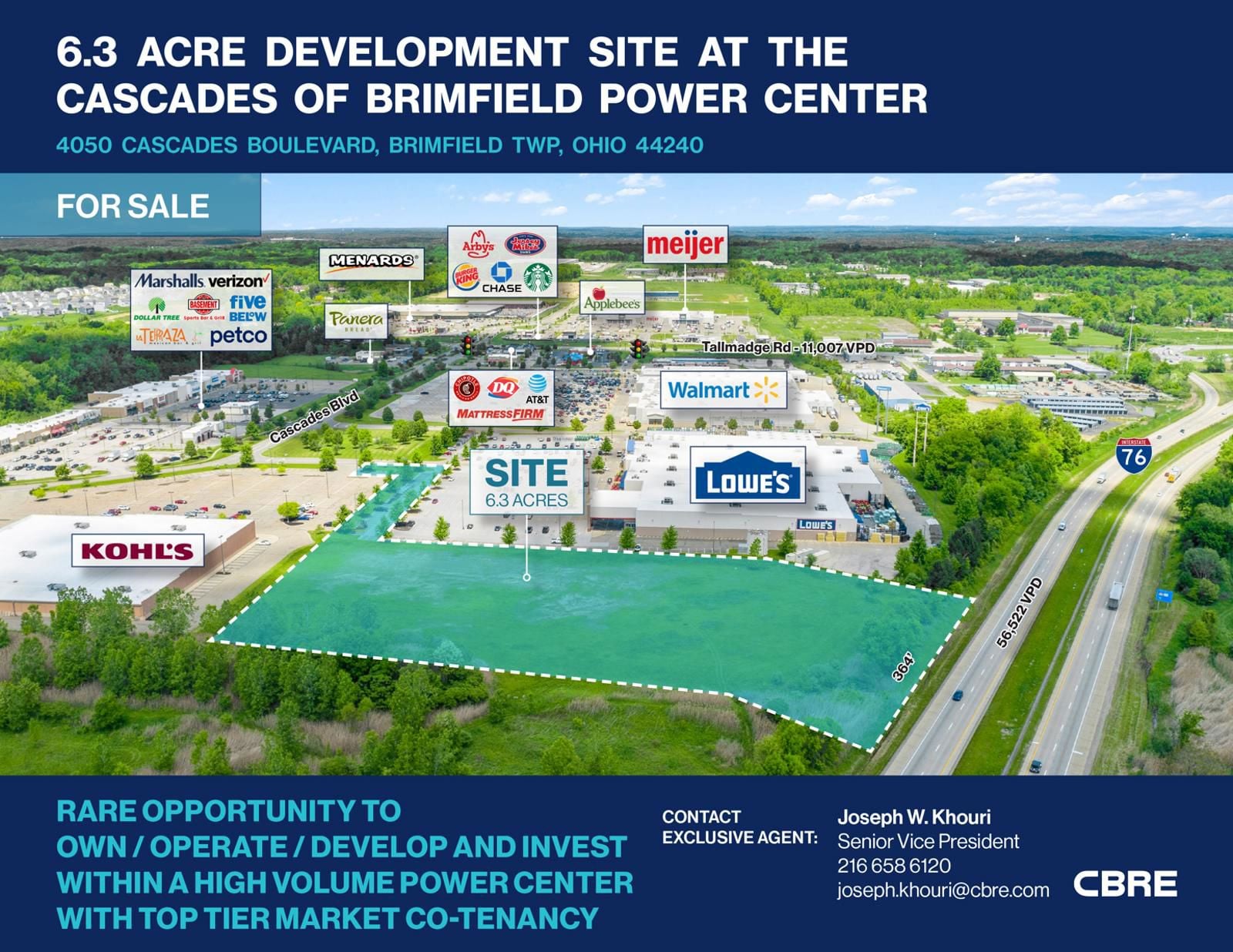 6.3 Acre Development Site at the Cascades of Brimfield Power Center 4050 Cascades Boulevard - Image 1