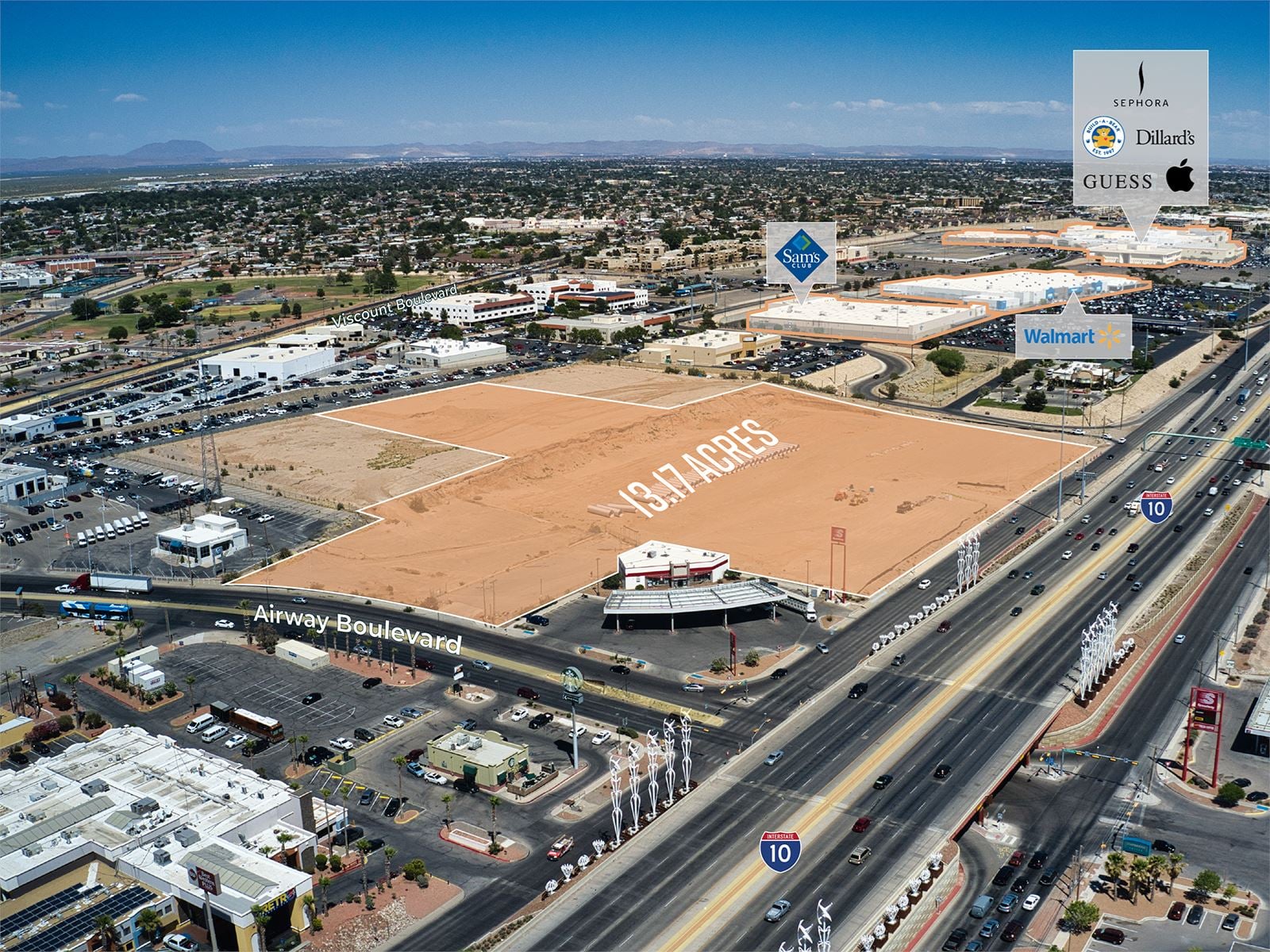6767 Gateway Bouelvard West - Aerial View (Marked_Surrounding Businesses) Updated