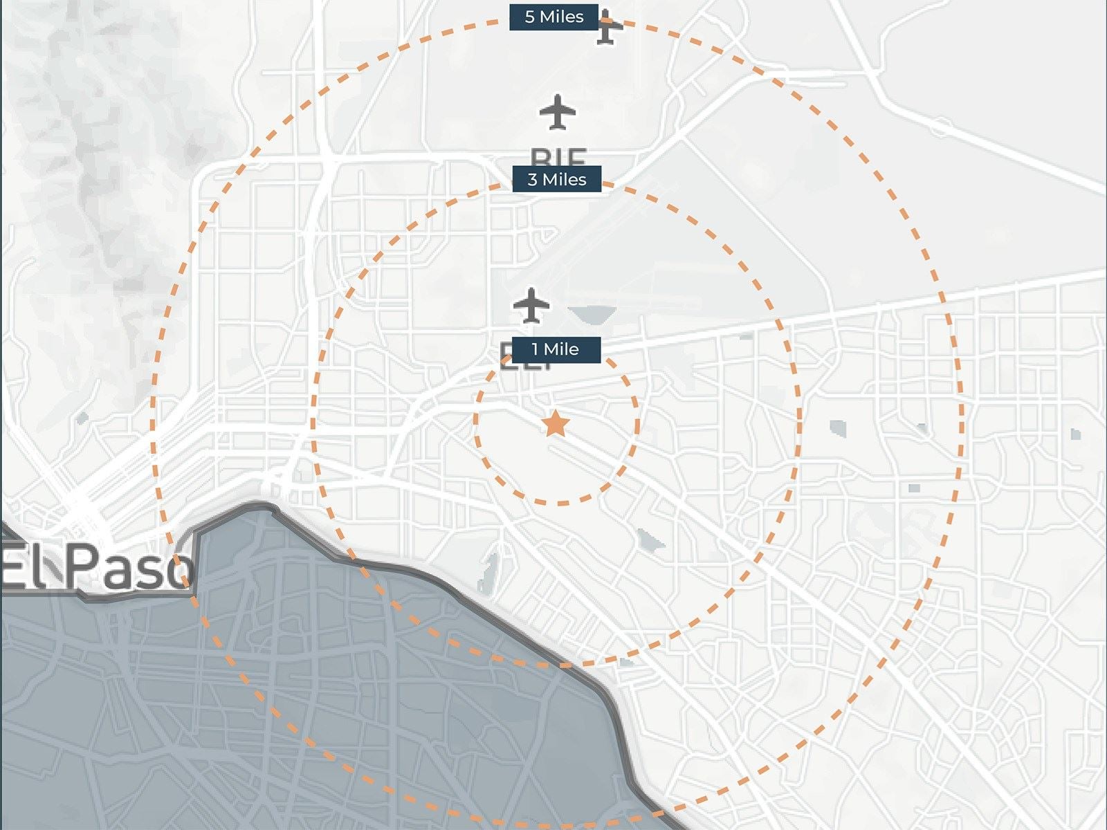 6767 Gateway Bouelvard West - Map View (Radius Rings)