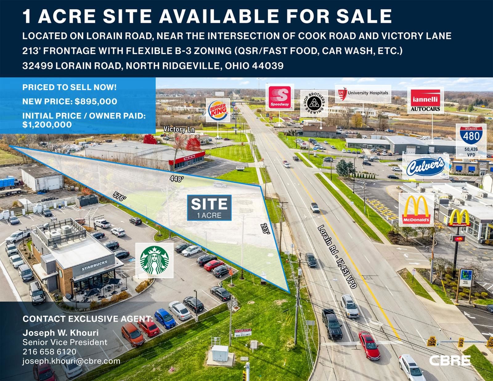1 AC next to new SBux Ideal Zoning QSR, Car Wash, Retail 32499 Lorain Road - Image 1