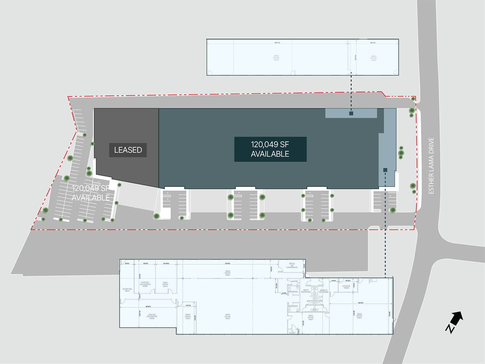 12110 Esther Lama Drive - Site Plan and Enlarged Office Plans