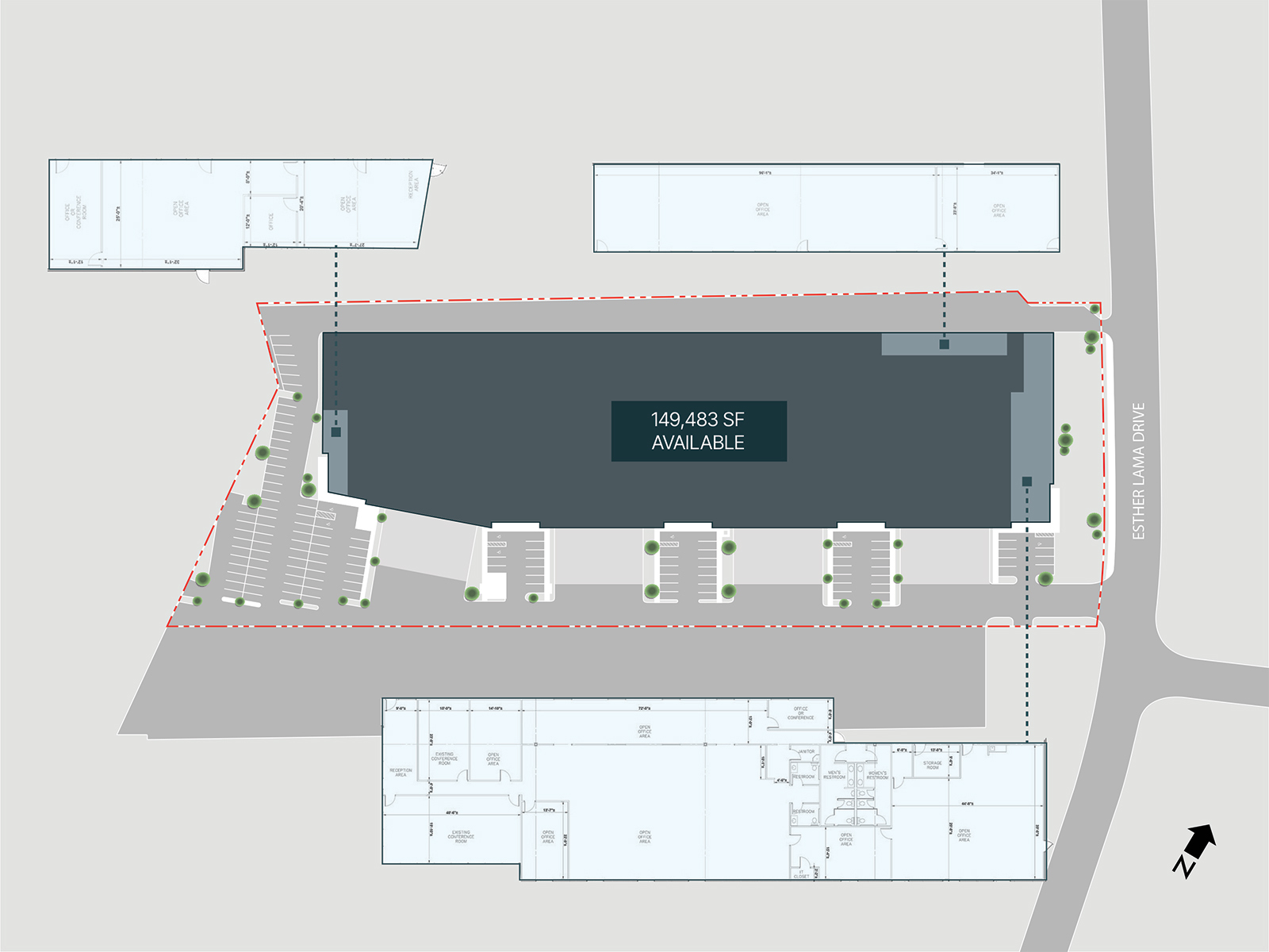 12110 Esther Lama Drive - Site Plant and Enlarged Office Plans