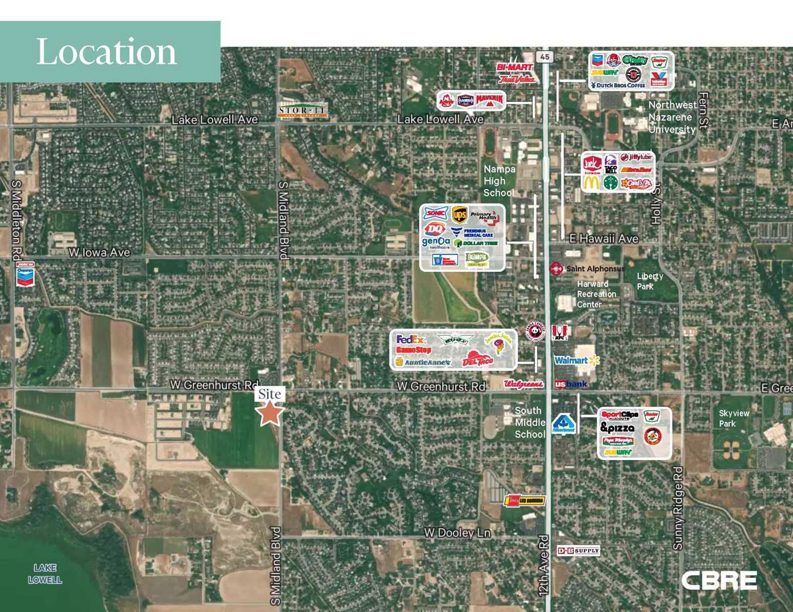 For Sale SWC Greenhurst Rd & Midland aerial