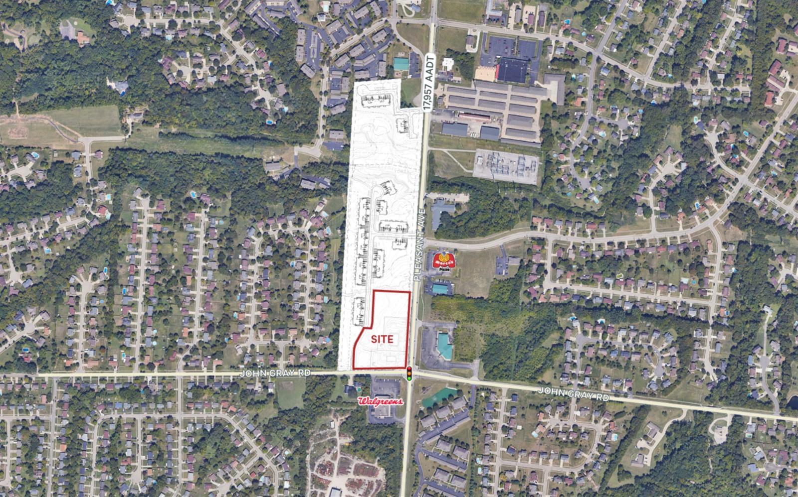 Pleasant Ave & John Gray Rd - Zoom Aerial Map