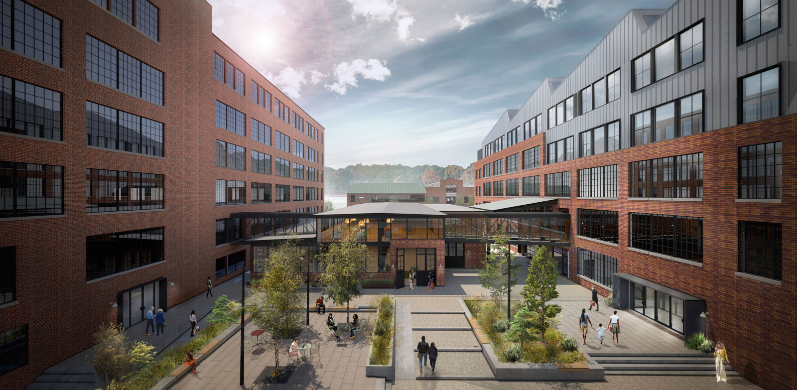 Courtyard Render with Bridge