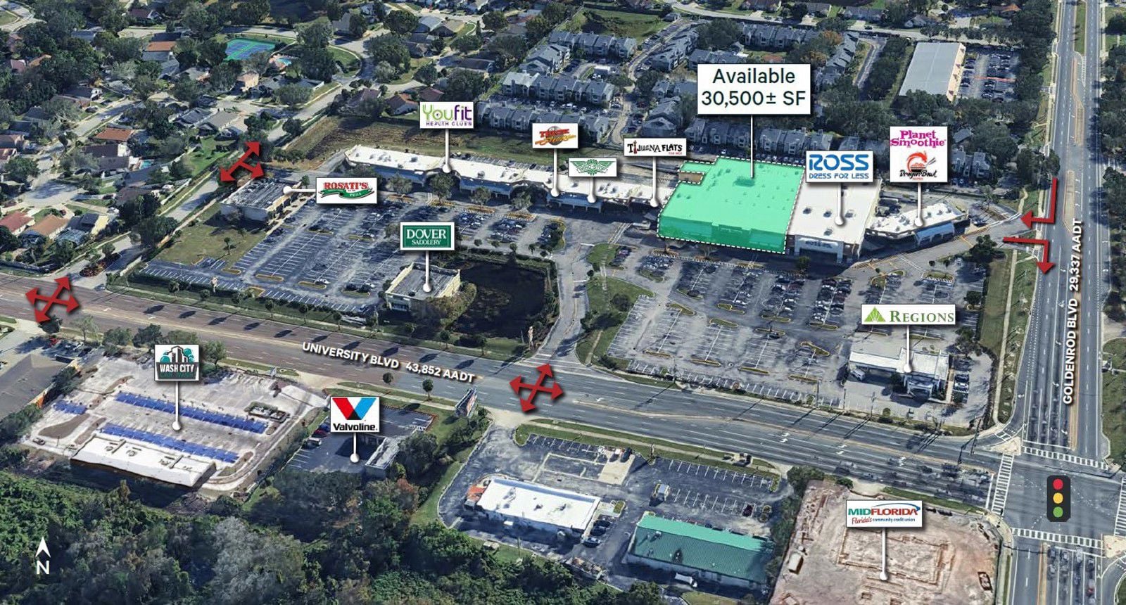 site plan aerial - sublease 7580 W University Blvd
