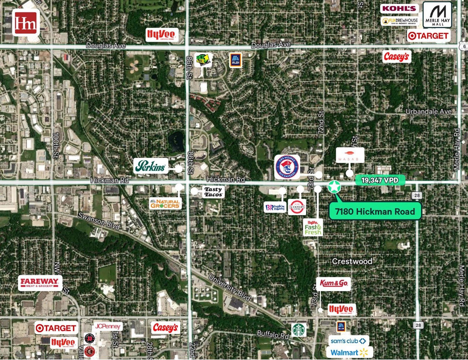 7180 Hickman Labeled Map