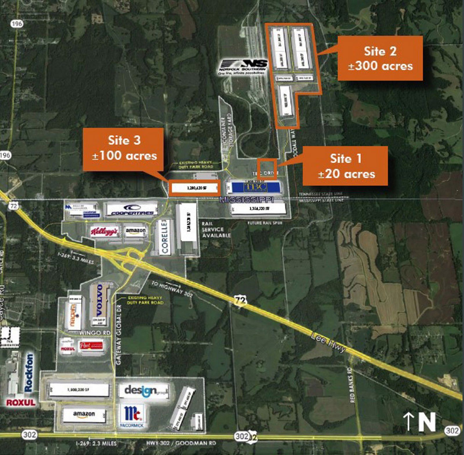 Aerial Image of 3 Sites with acreage