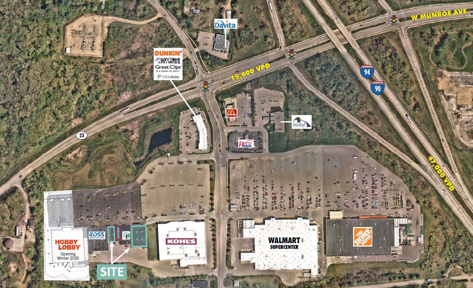 Low Flight Aerial_Lake Delton Marketplace