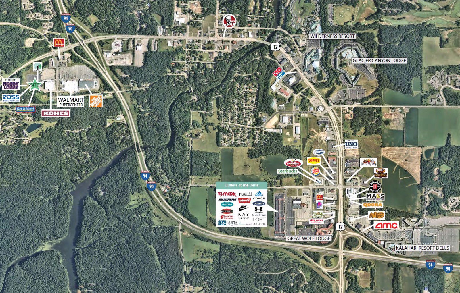 High Flight Aerial_Lake Delton Marketplace