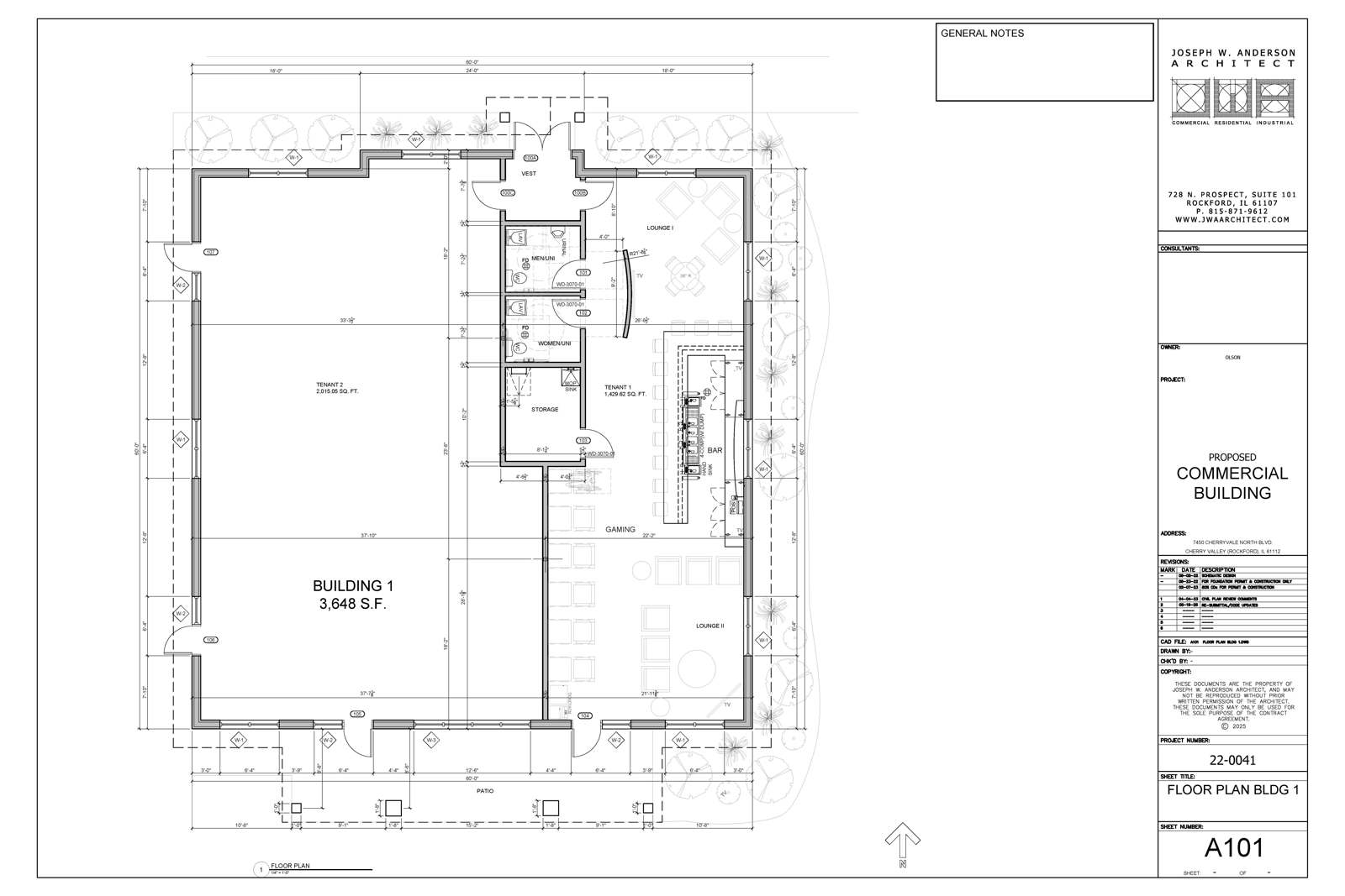A101  FLOOR PLAN 3,648 SF BLDG 1 06-25-25