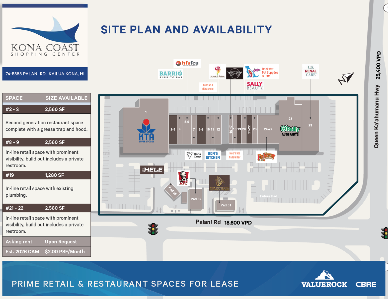 Kona Coast SC - Site Plan and Availability
