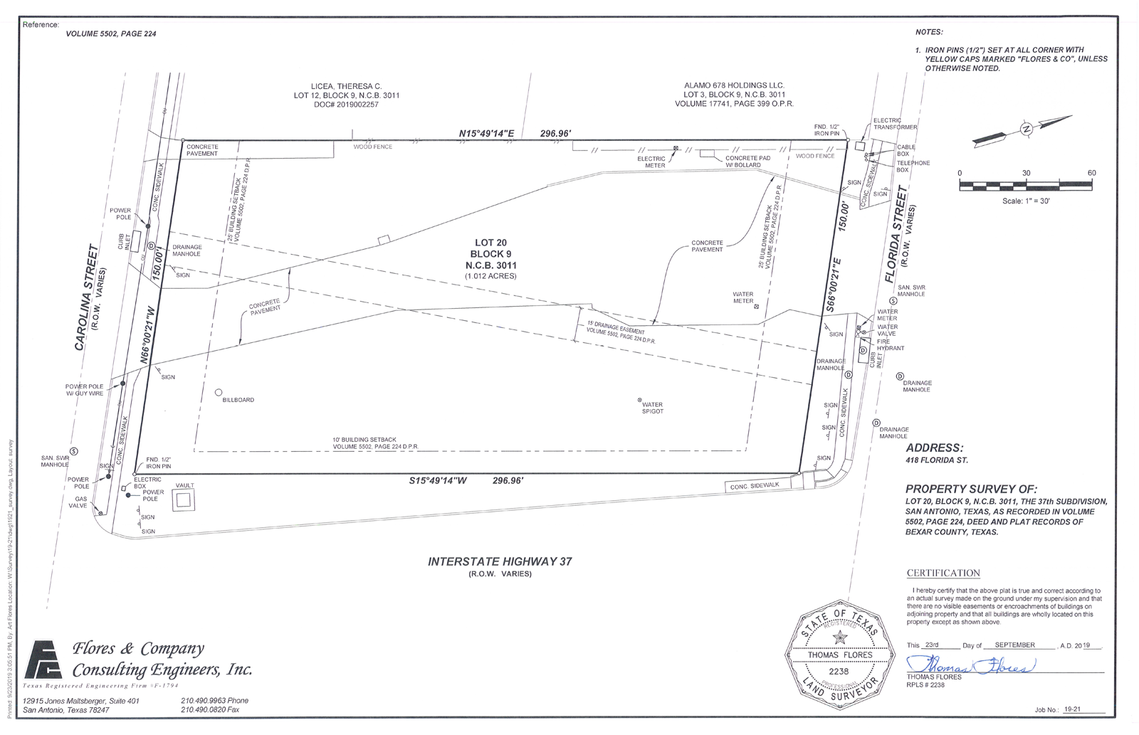 Survey Map 418 Florida St