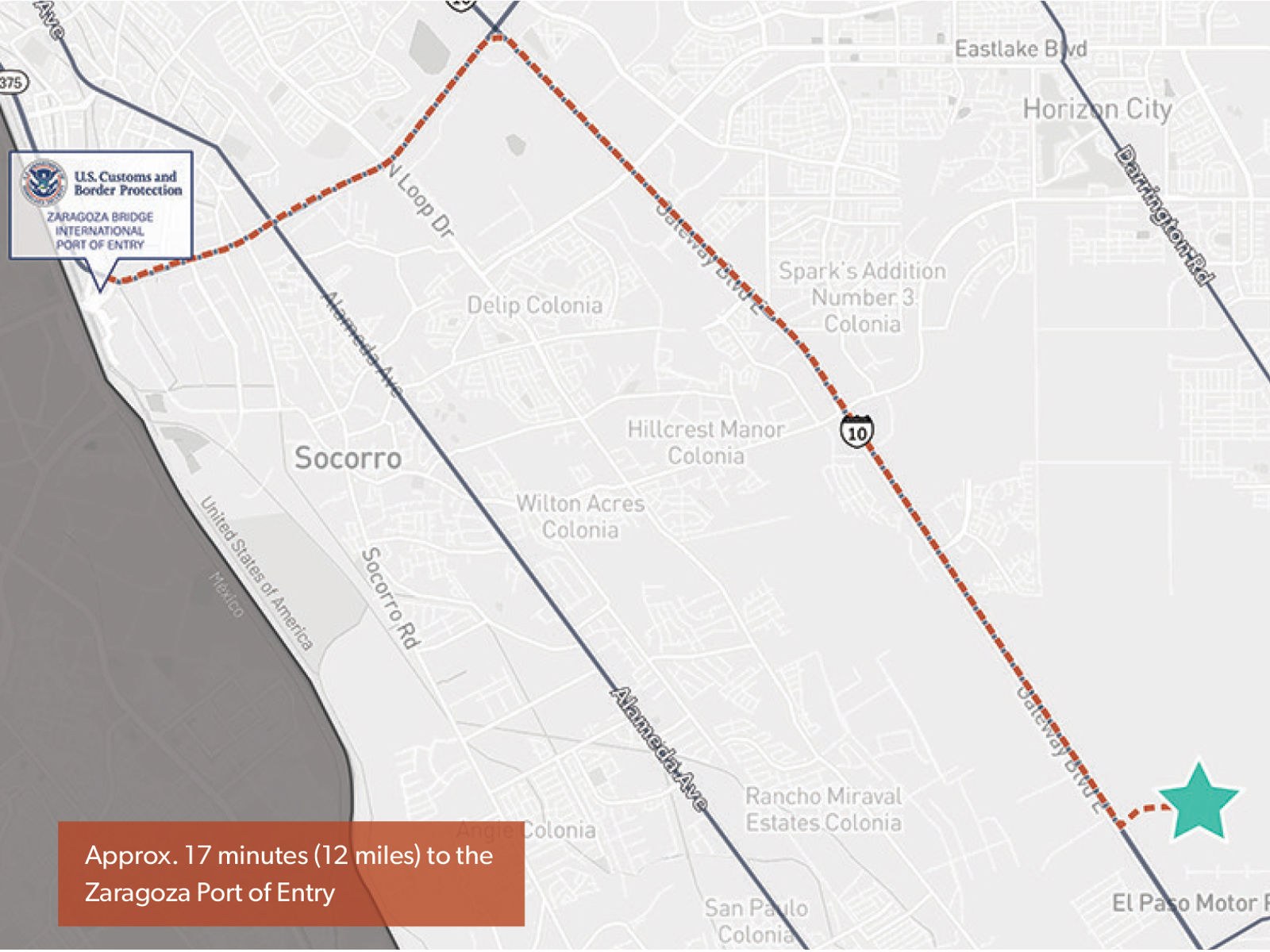 Saxum - West Texas Logistics Center - BTS Opportunity - Map View (Distance to POE)