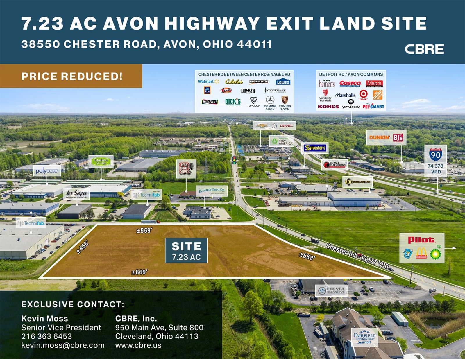 7.23 AC Avon Highway Exit Land Site 38550 Chester Road - Image 1