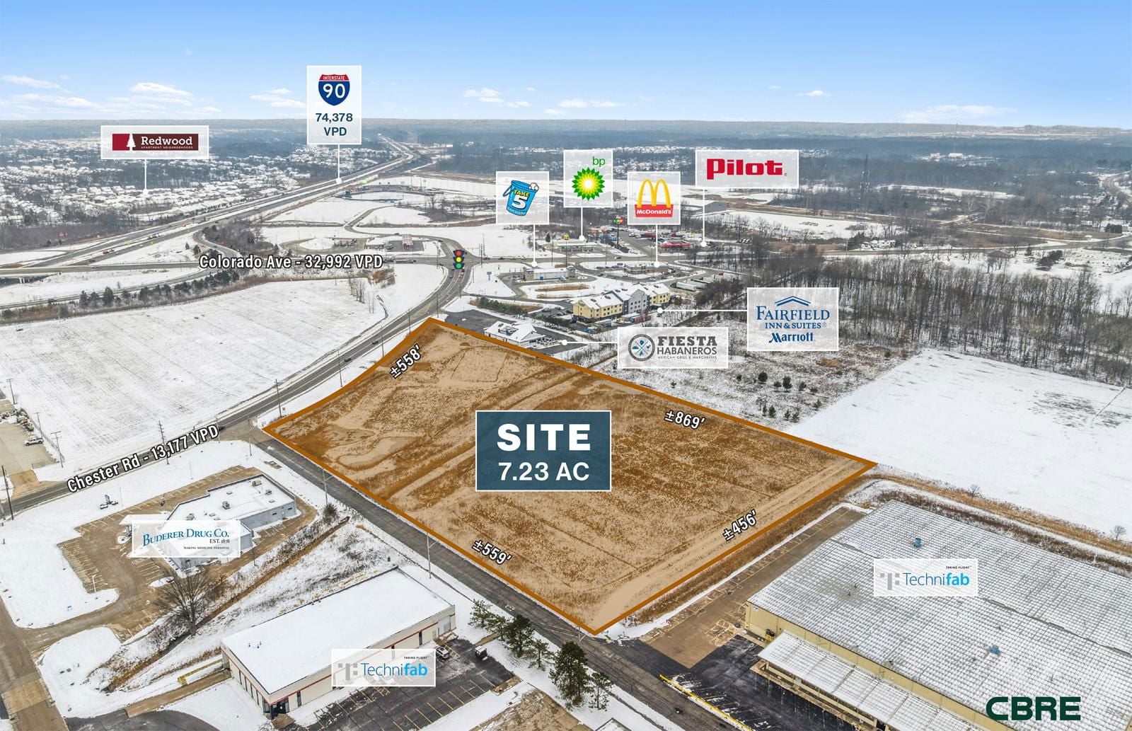 7.23 AC Avon Highway Exit Land Site 38550 Chester Road - Image 4