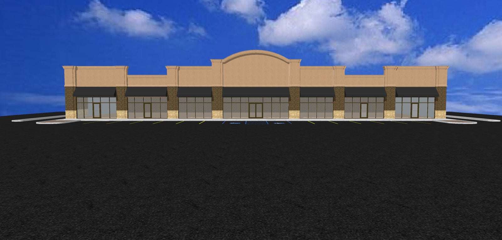 10,000sqft retail front view
