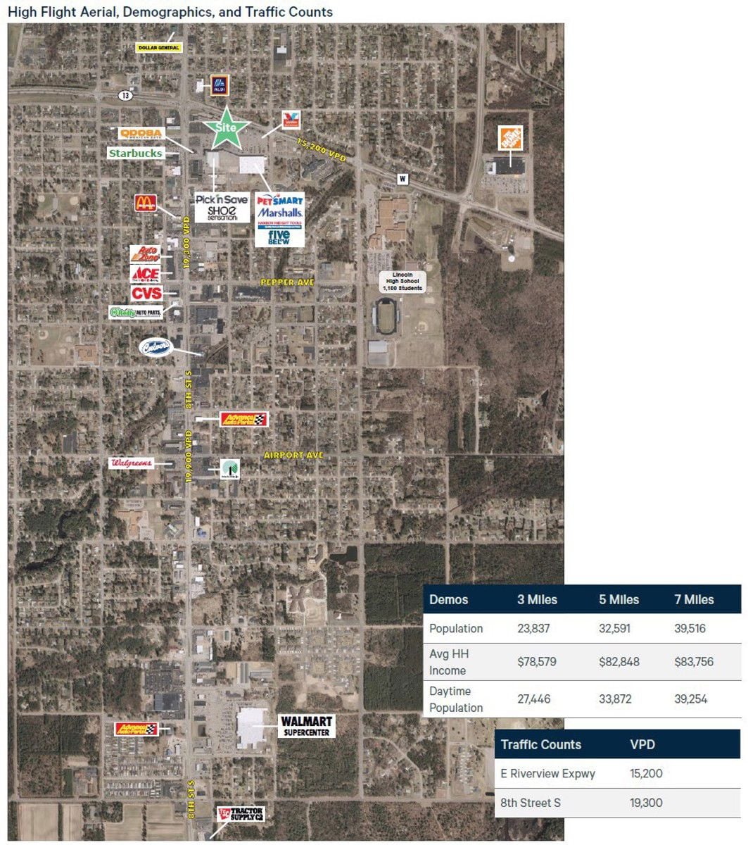 HF Aerial, Demos, Traffic Count_1381 8th St S, Wisconsin Rapids