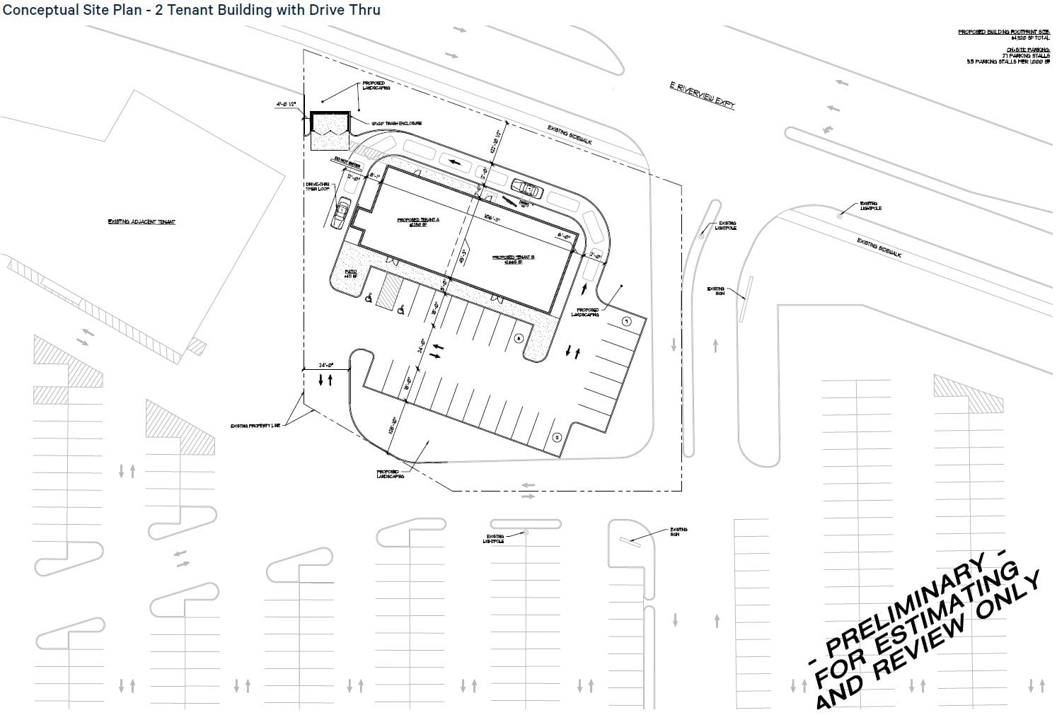 Conceptual SIte Plan - 2 Tenant with Drive Thru