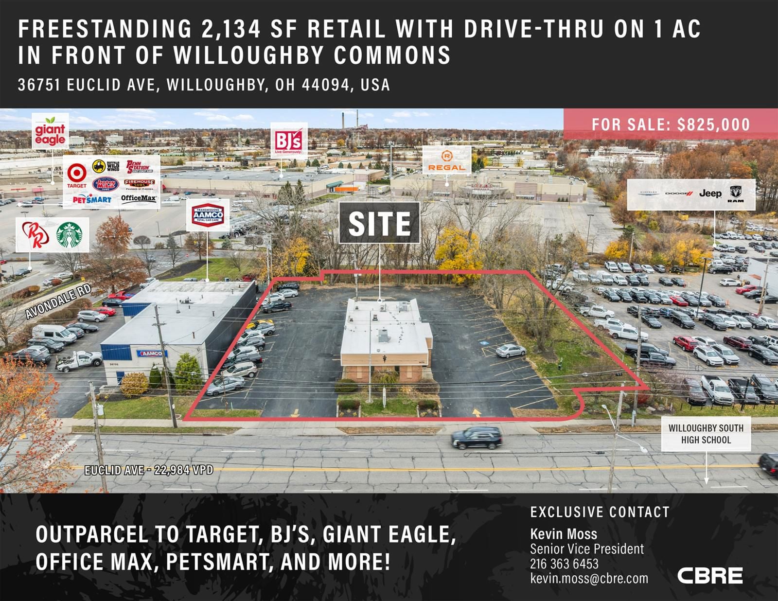 Freestanding 2,134 SF Retail with Drive-Thru on 1 Acre in front of Willoughby Commons 36751 Euclid Avenue - Image 1