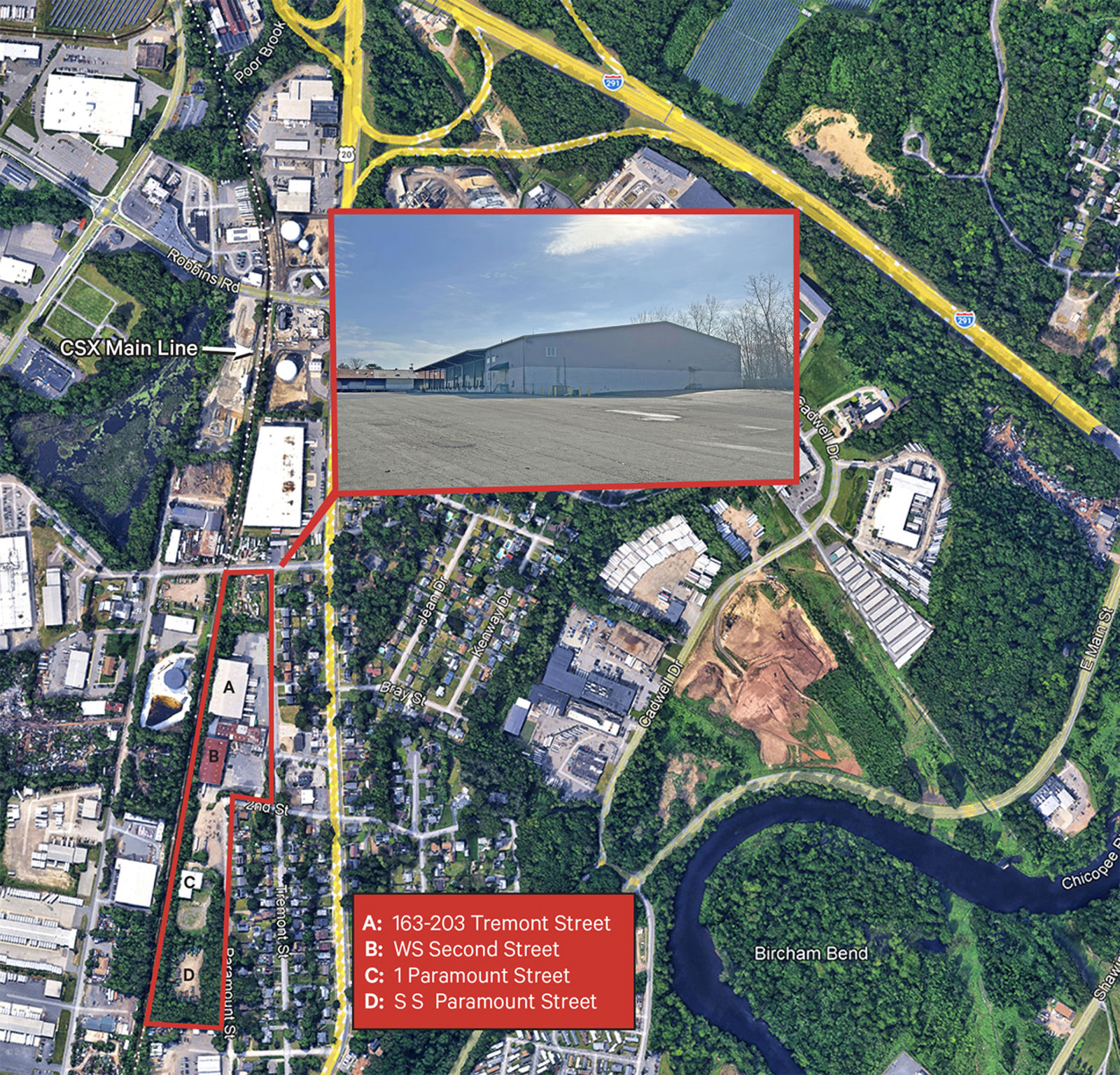 163-203 Tremont Street  WS Second Street_Aerial with Outlined