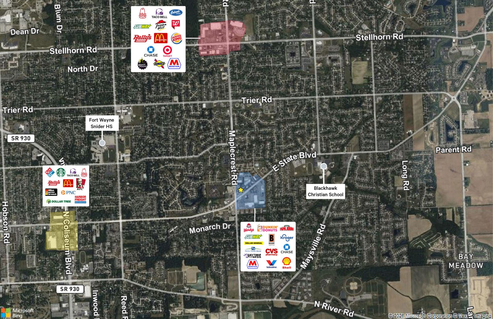 Fort Wayne Hardee's Zoomed-out Aerial