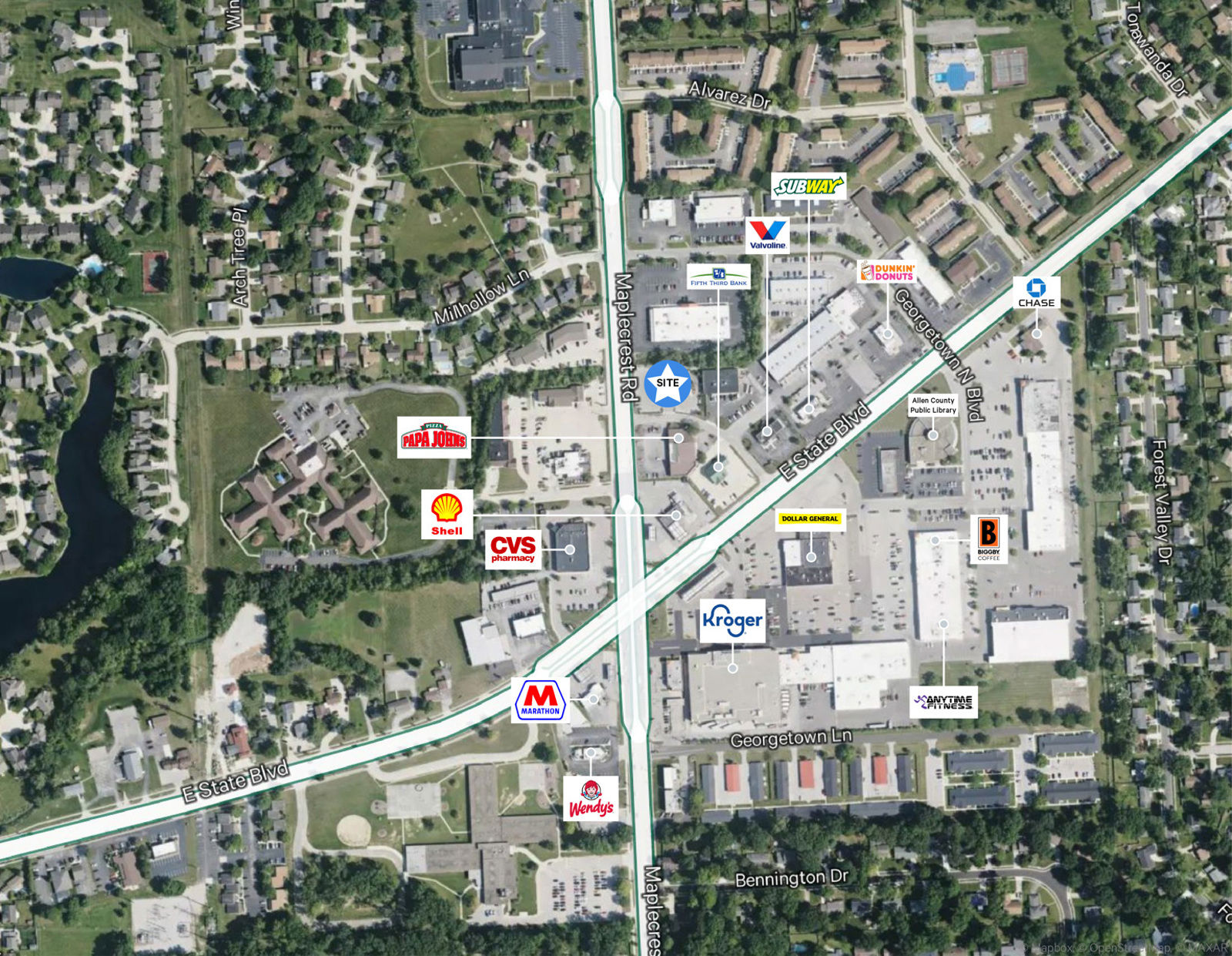 Fort Wayne Hardee's Zoomed-in Aerial