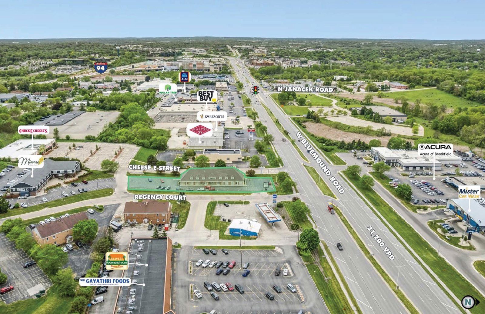 Site Aerial - Facing West on Bluemound Rd