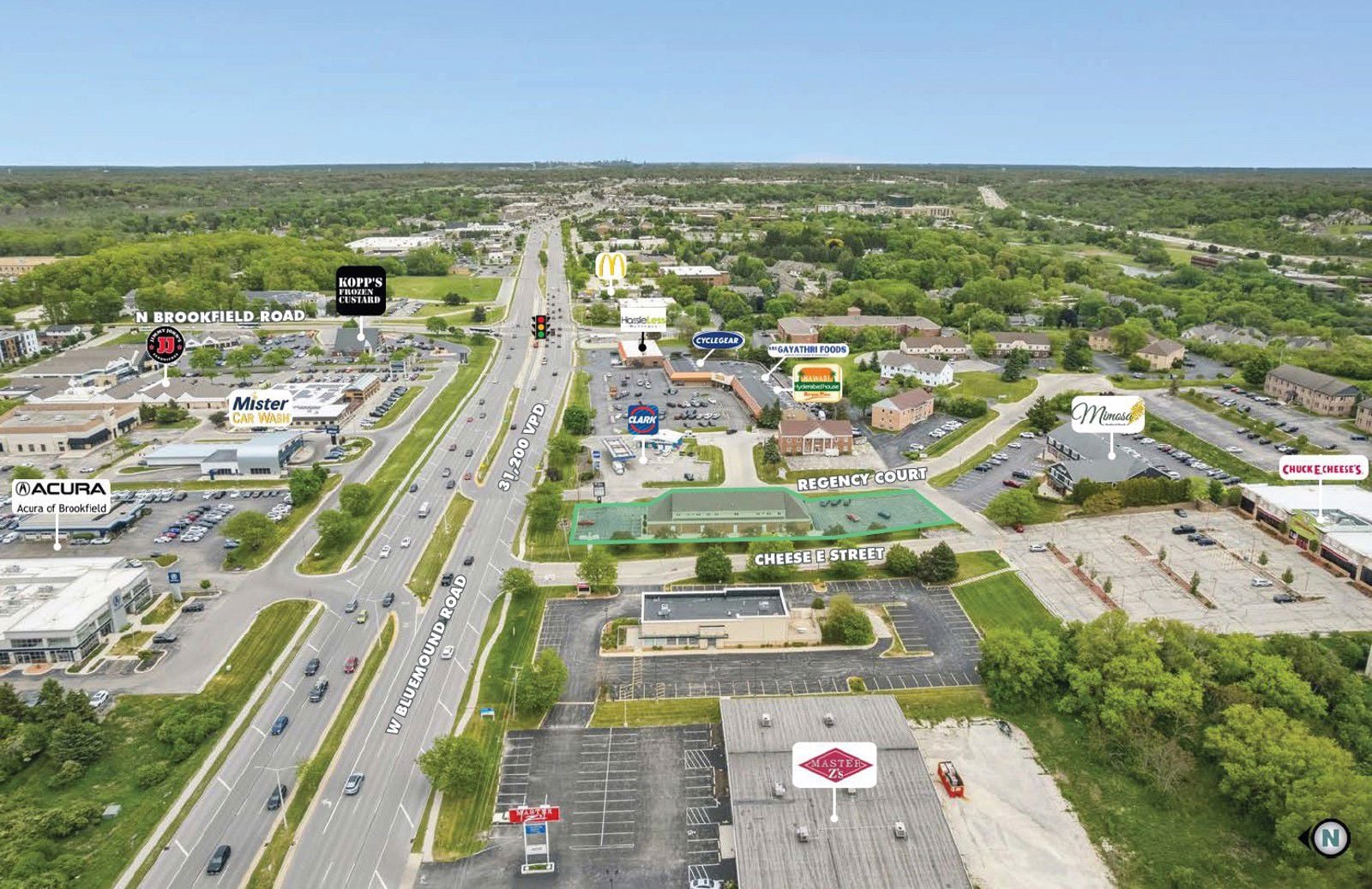 Site Aerial - Facing East on Bluemound Rd