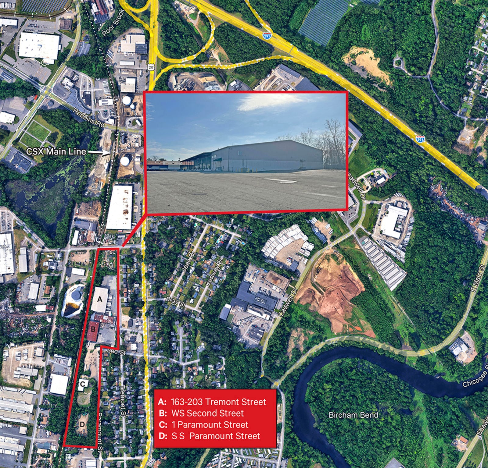 163-203 Tremont Street  WS Second Street_Aerial with Outlined