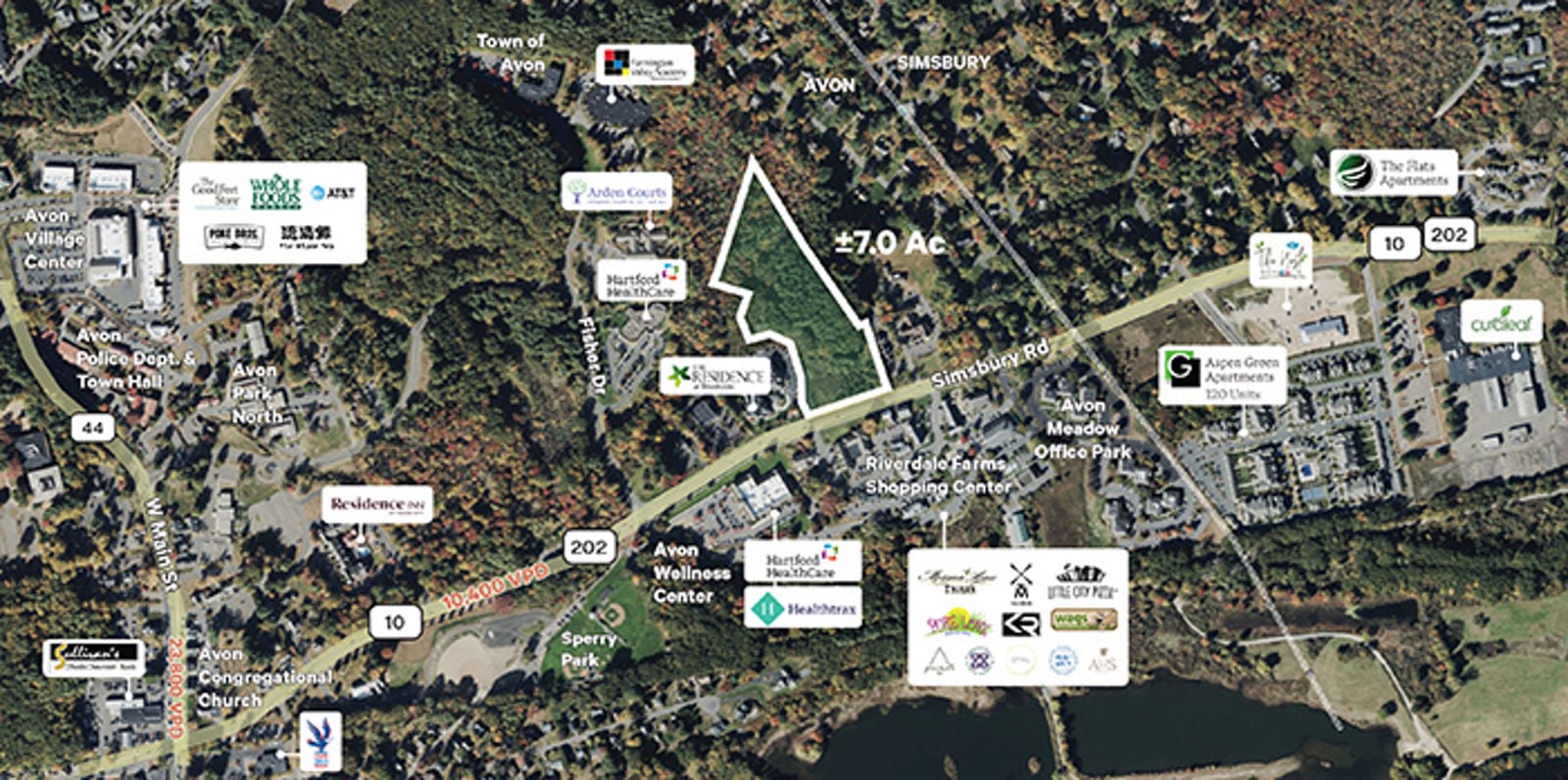 121 Simsbury Rd - Labeled Aerial