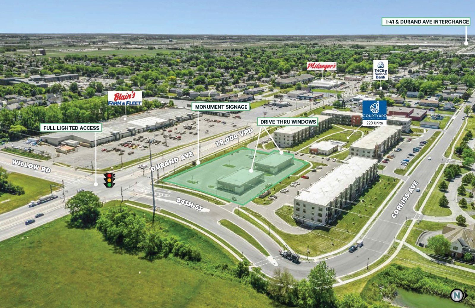 Site Aerial_Shoppes at Cobblestone Park, Sturtevant