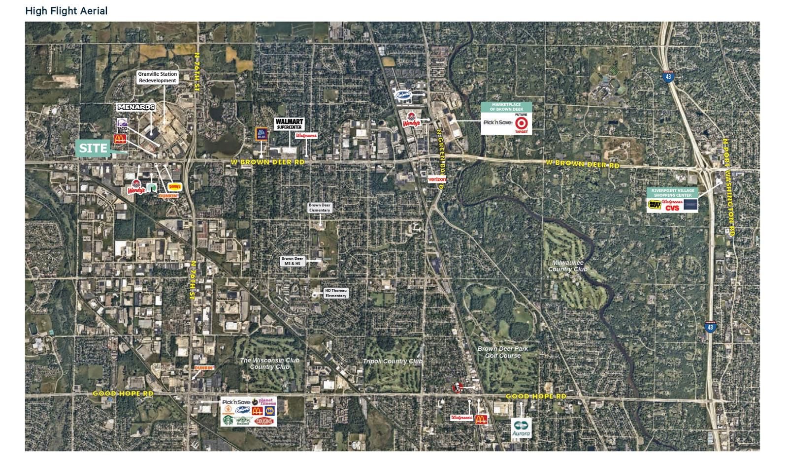 W Brown Deer Rd High Flight Aerial