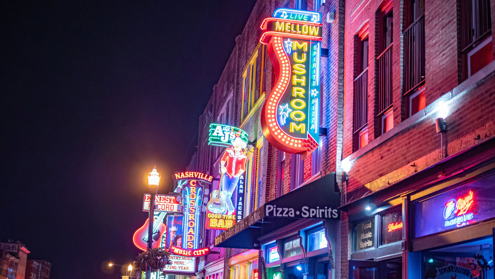 Mellow Mushroom Sign at Night