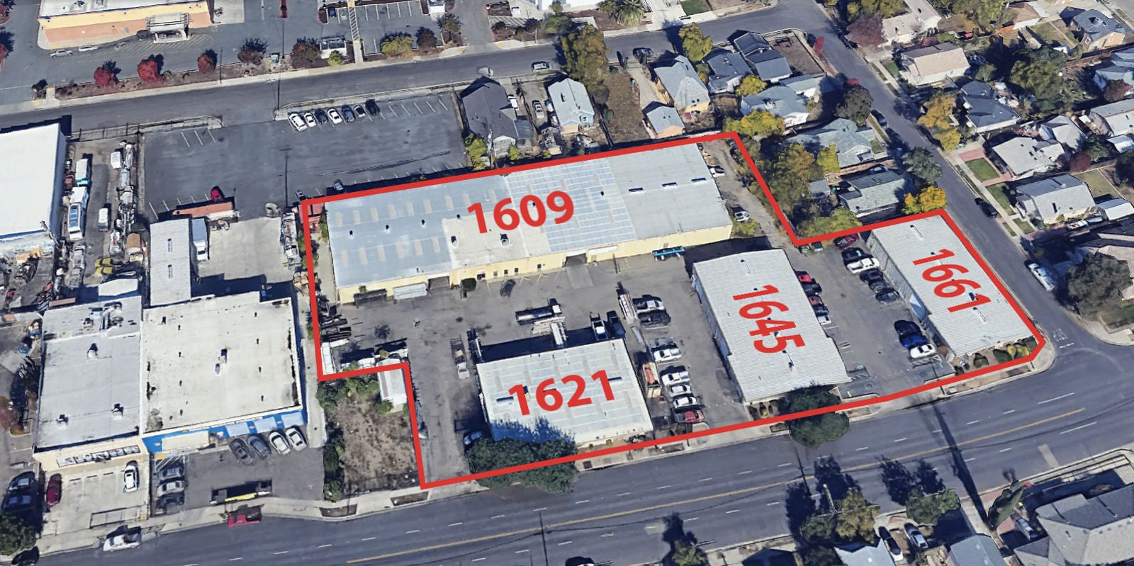1609-1661 E Miner Ave Aerial