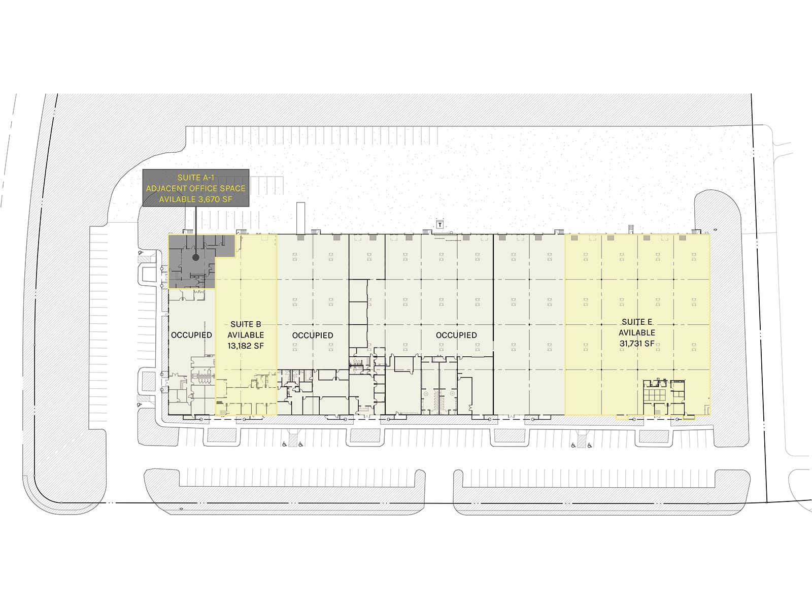 1790 Commerce Park - Site Plan (Available Area Marked - Suite B & E)