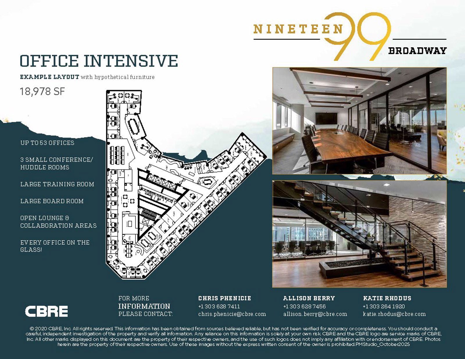 1999 Broadway - Office Intensive - Example Full Floor Layout