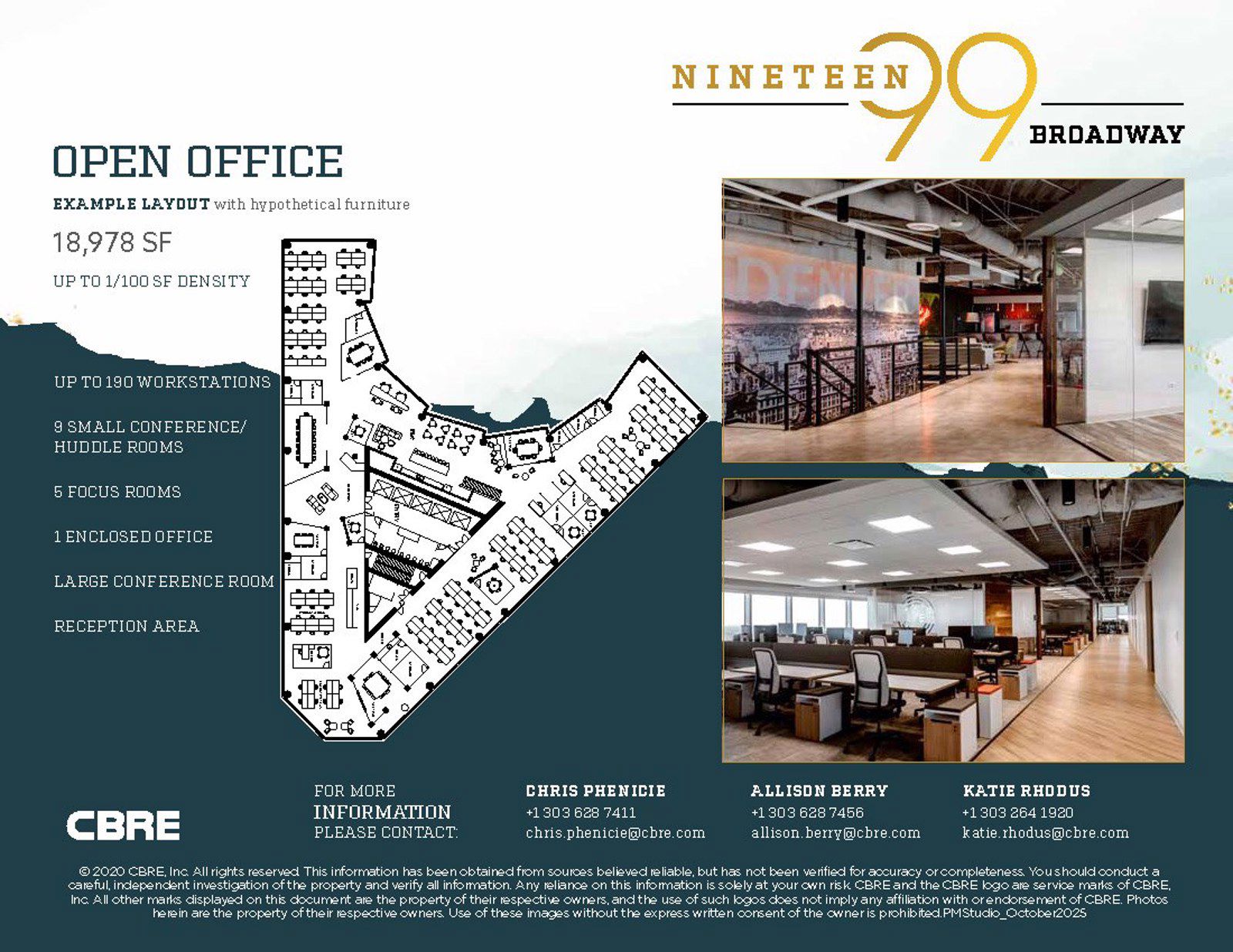 1999 Broadway - Open Office - Example Full Floor Layout