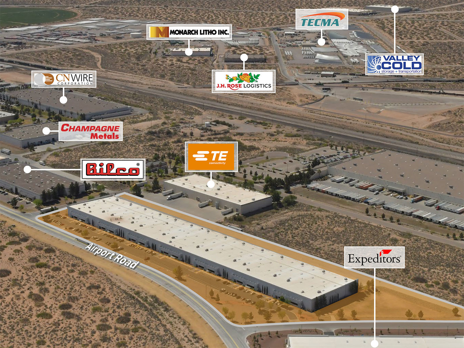 2800 Airport Road - Aerial View, Surrounding Businesses