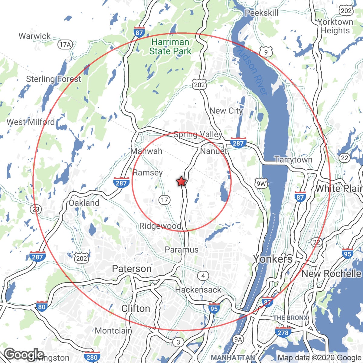 50 Tice Map with Radius Rings