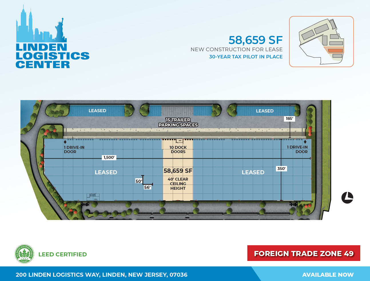 200 Linden Logistics 58,659 Site Plan