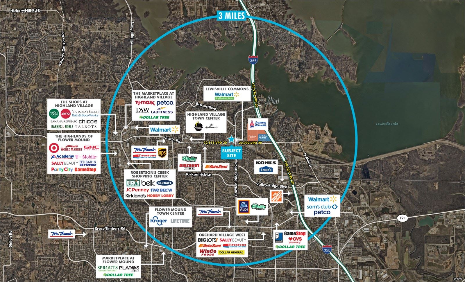 Lewisville Commons - 1511 FM 407 - 3mi trade area map
