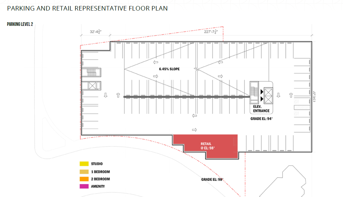Parking Level 2 and Retail Floor Plan